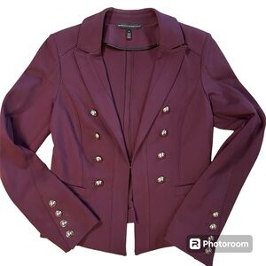 White House Black Market size 6 ponte knit burgundy jacket